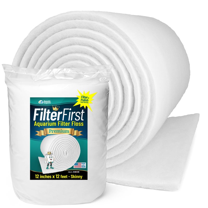 Aquatic Experts Aquarium Filter Floss for Fish Tank Filters - FilterFirst Aquarium Filter Pad - Media Roll for Crystal Clear Water, 12" x 12' x Â½ to Â¾ Thick - Image 1